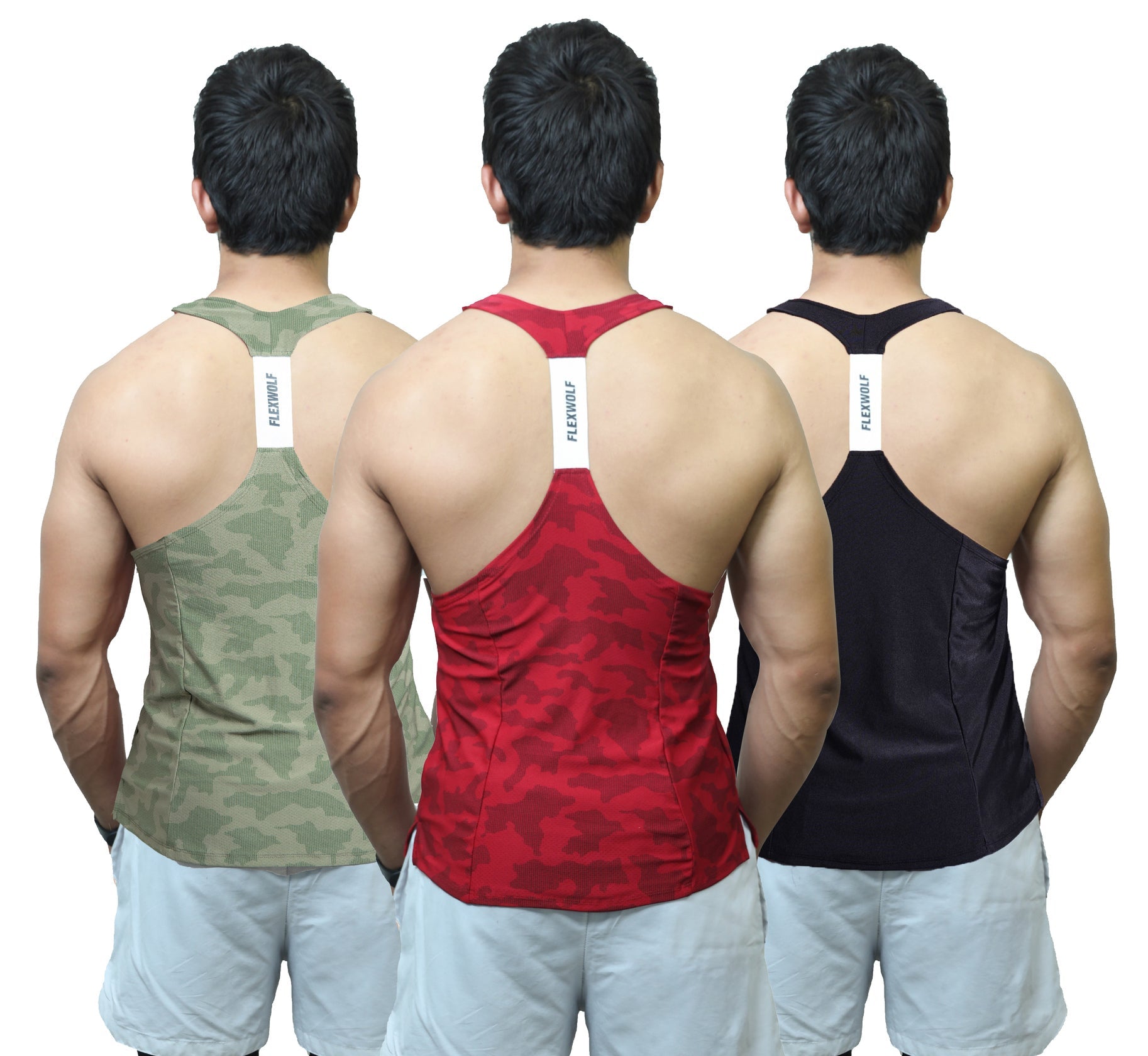 3-Y-BACK VEST COMBO RED BLACK AND OLIVE