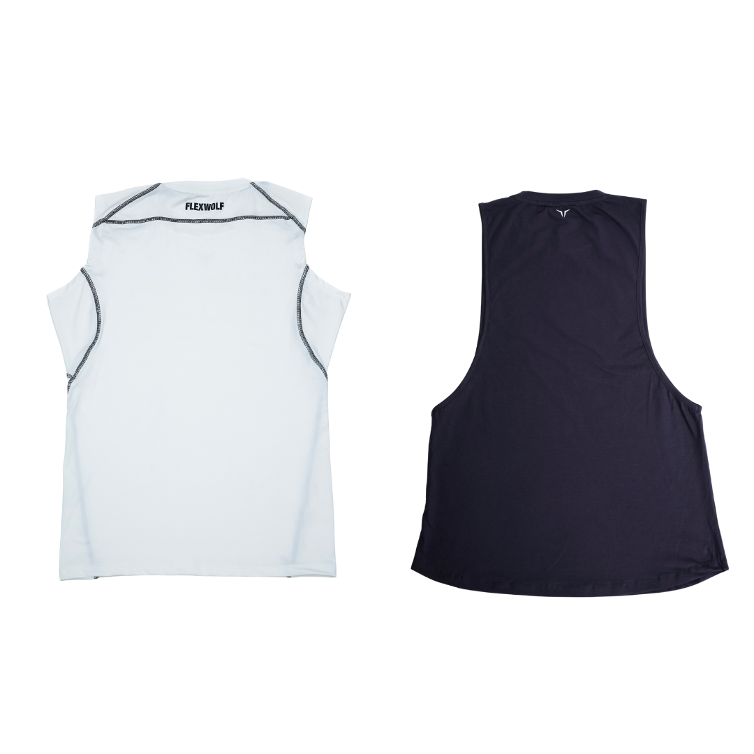 2 in 1 Combo - White Alpha Compression Tank and Grey Flex Arm Tank