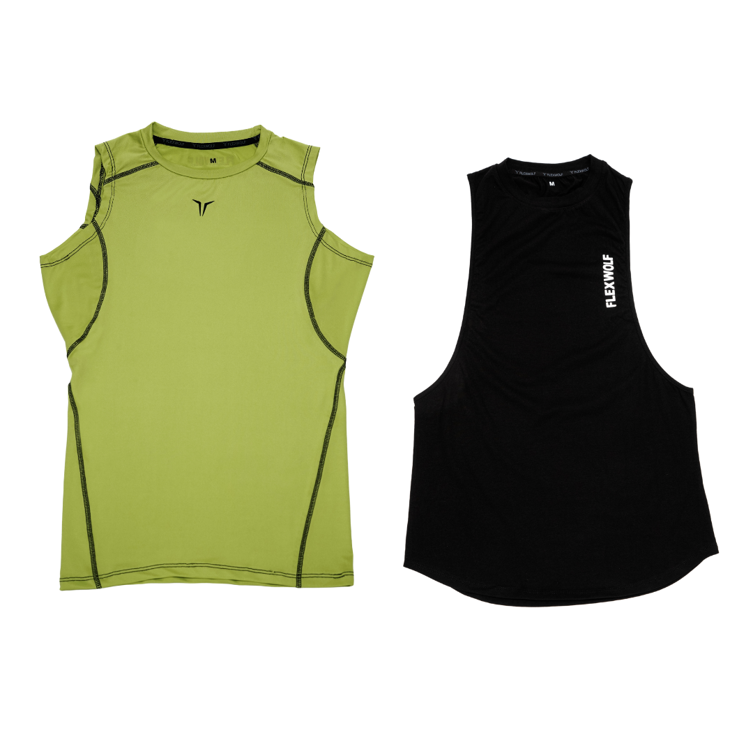 2 in 1 Combo - Neon Alpha Compression Tank and Black Flex Arm Tank