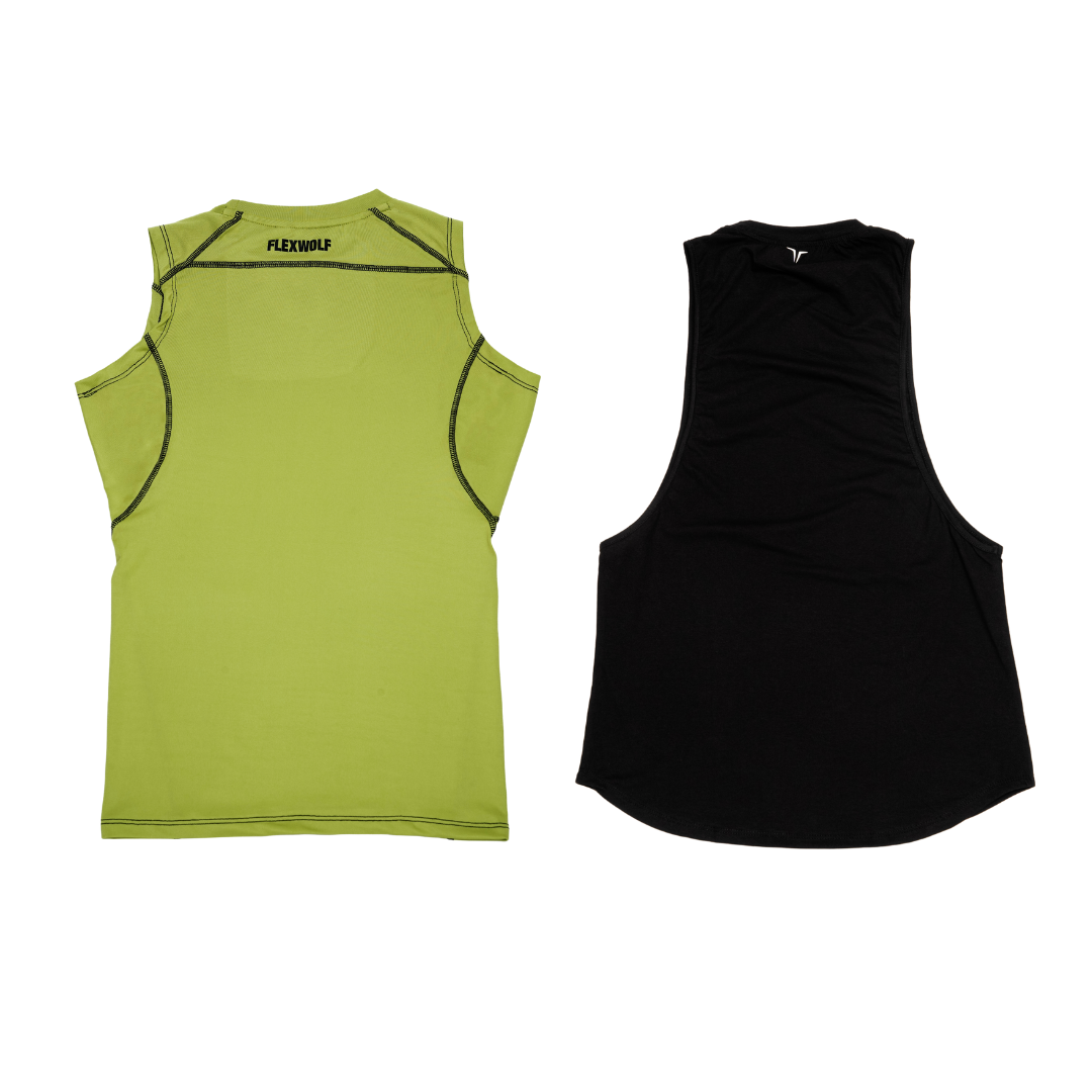 2 in 1 Combo - Neon Alpha Compression Tank and Black Flex Arm Tank