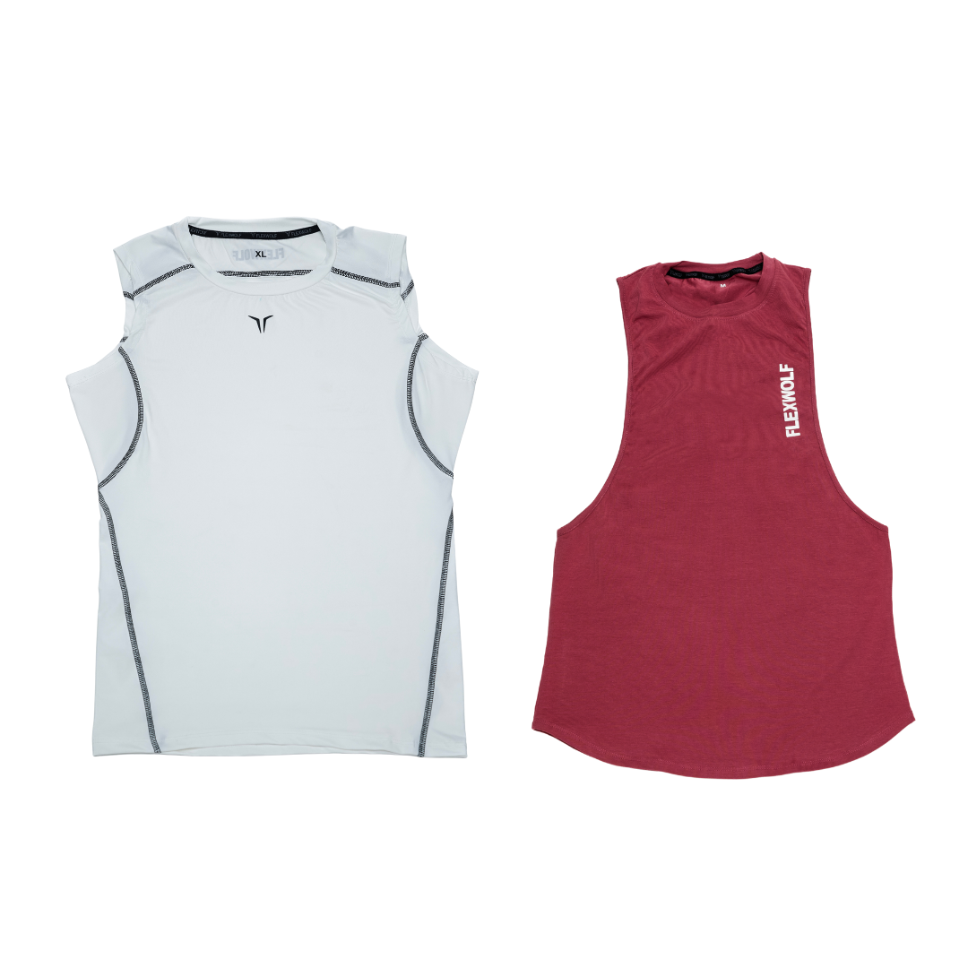 2 in 1 Combo - White Alpha Compression Tank and Onion Flex Arm Tank