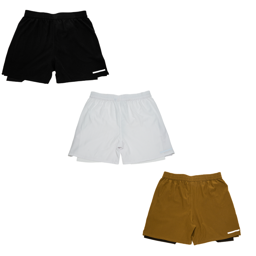 Legacy 2 in 1 Shorts Combo (Black-White-Brown)