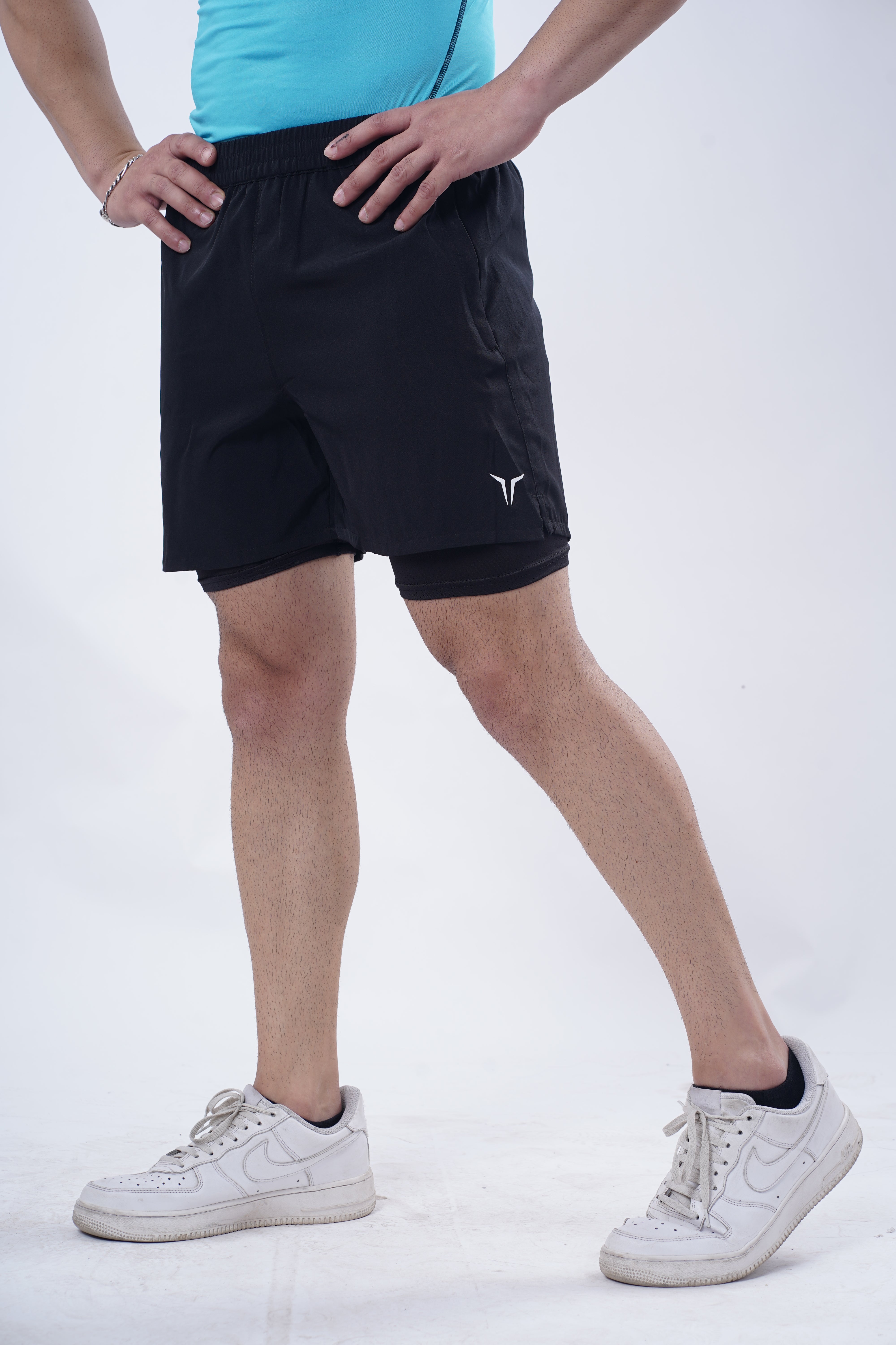 Legacy 2 in 1 Shorts Combo (Black-White-Brown)