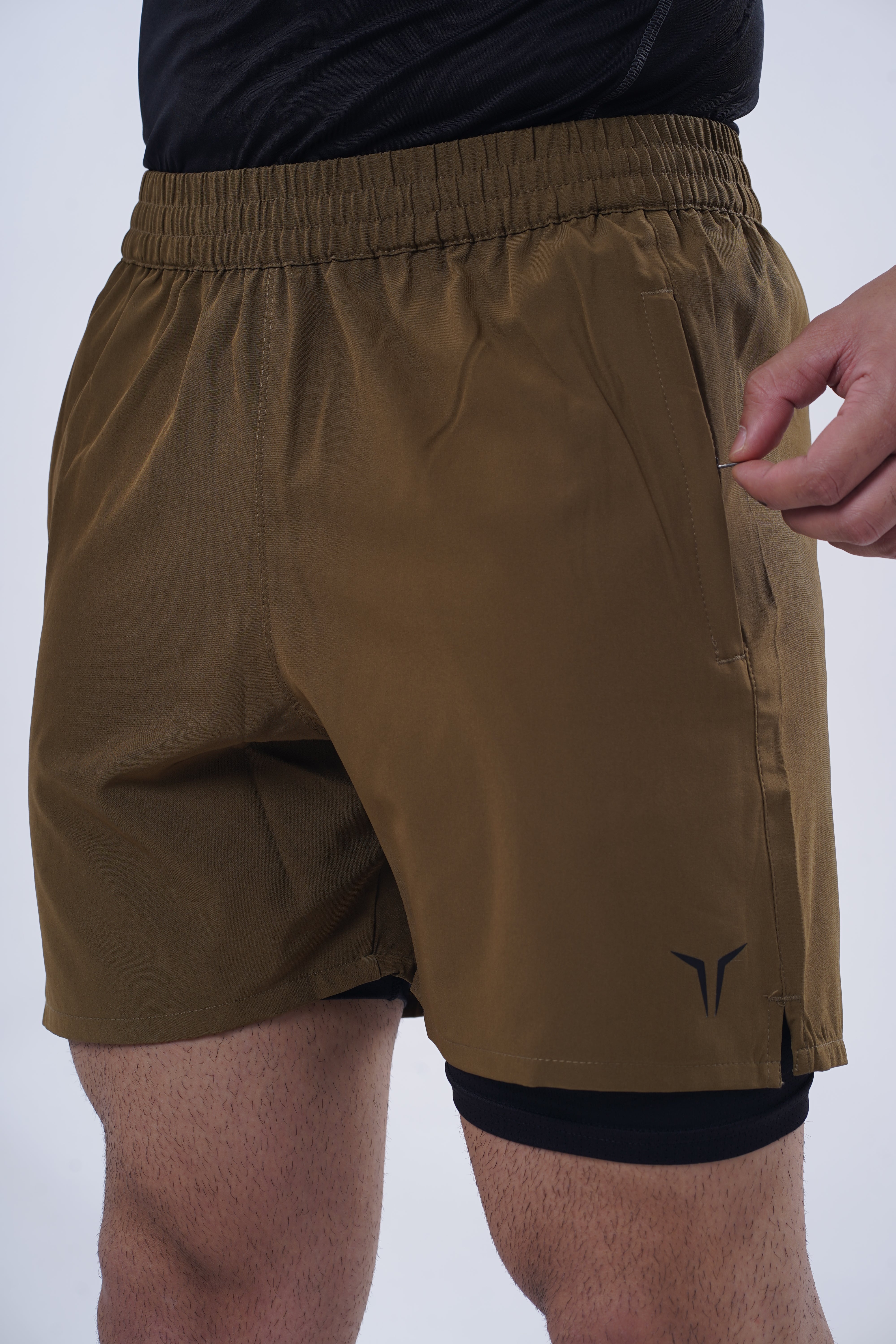 Legacy 2 in 1 Shorts Combo (Black-White-Brown)