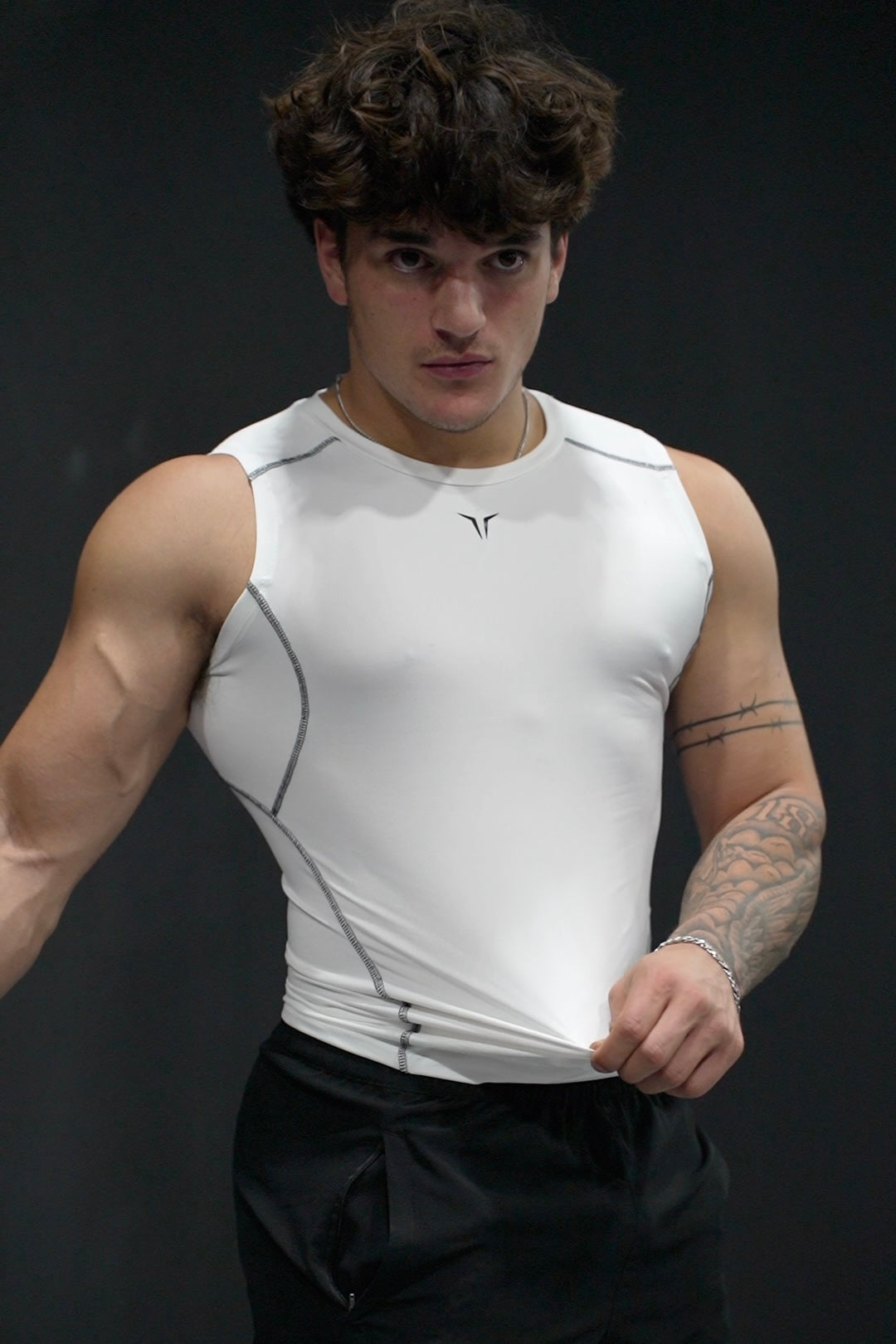 2 in 1 Combo - White Alpha Compression Tank and Grey Flex Arm Tank