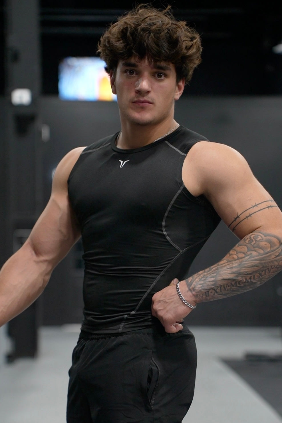 2 in 1 Combo - Black Alpha Compression Tank and Space Blue Flex Arm Tank