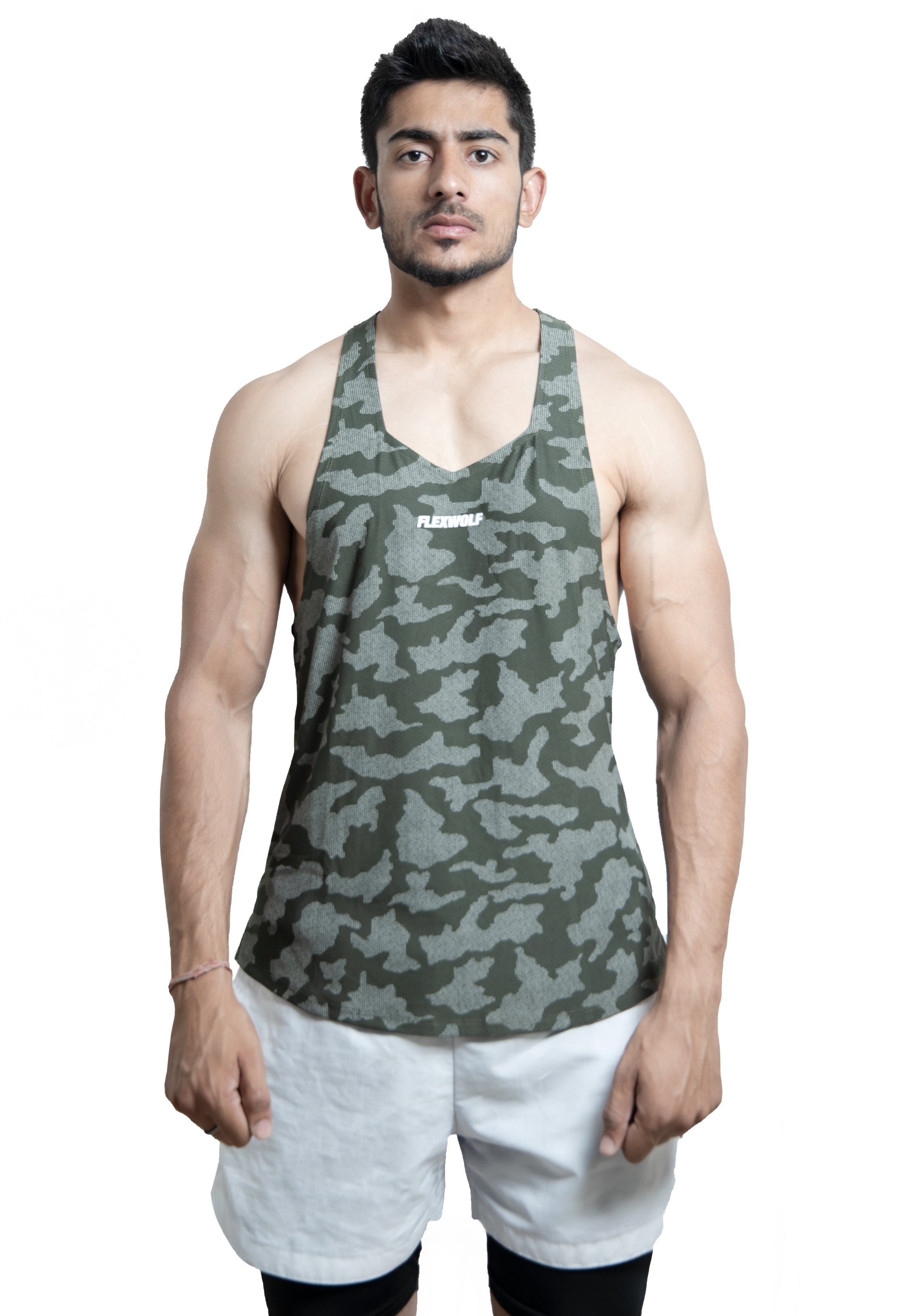 Back Y- VEST Dark Green Printed