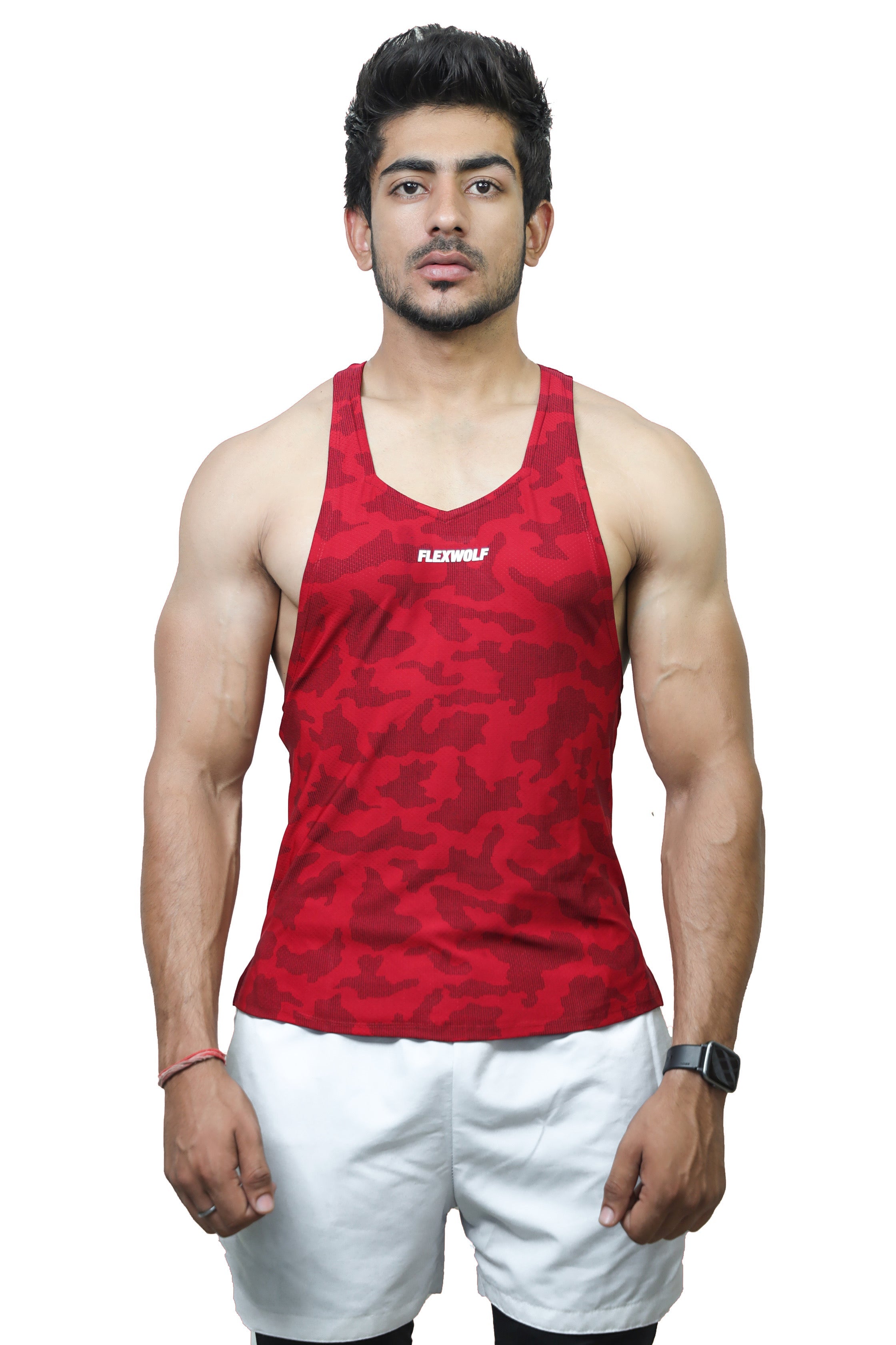 Y- Back Vest Red Printed