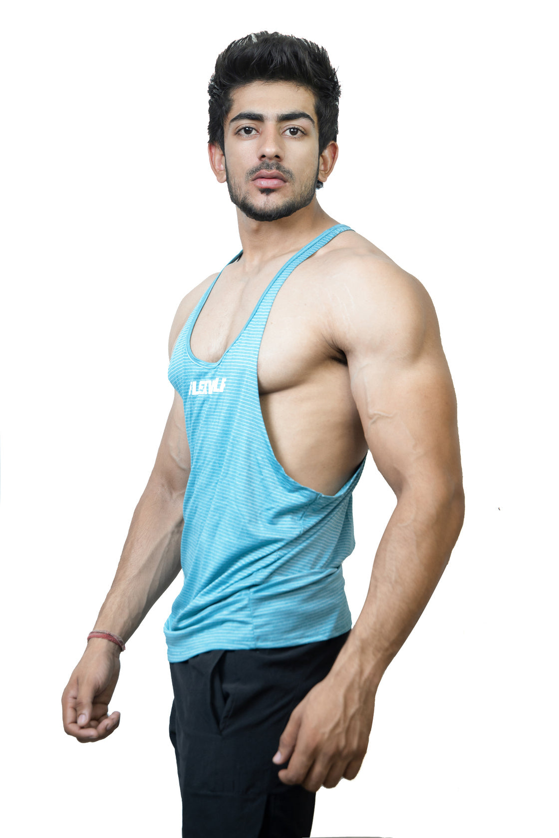 3-Combo White Evolution Tank, Black Y- Back and Sky Blue Flex Stringer