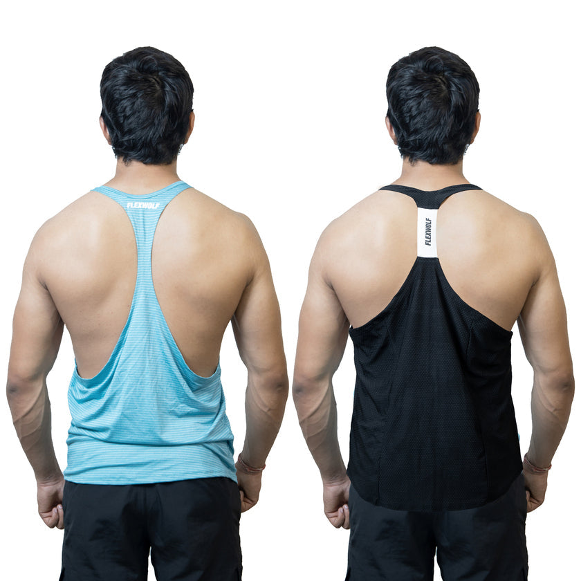 COMBO - Y-Back Black And Sky-Blue Flex Stringer