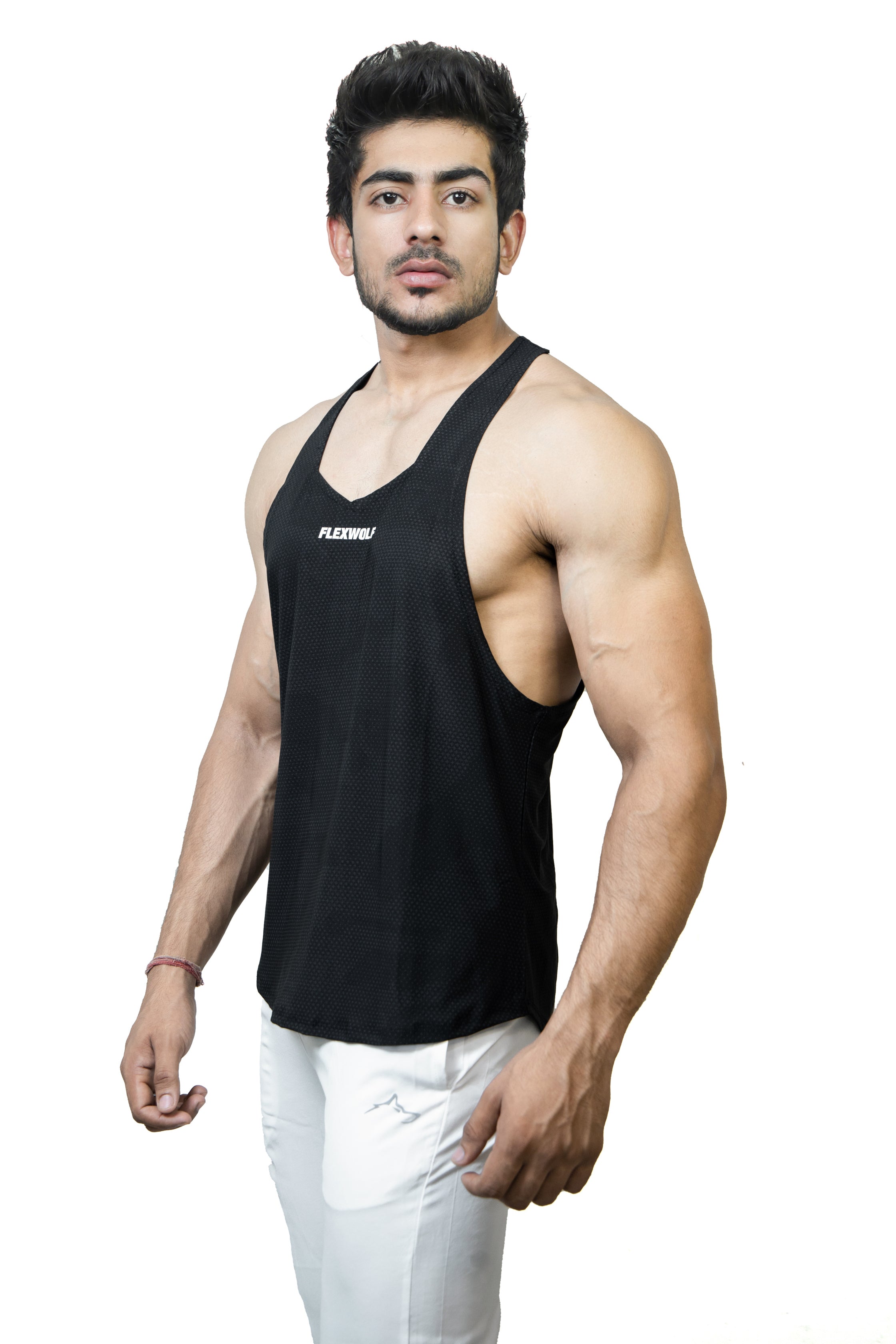 3-Combo White Evolution Tank, Black Y- Back and Sky Blue Flex Stringer