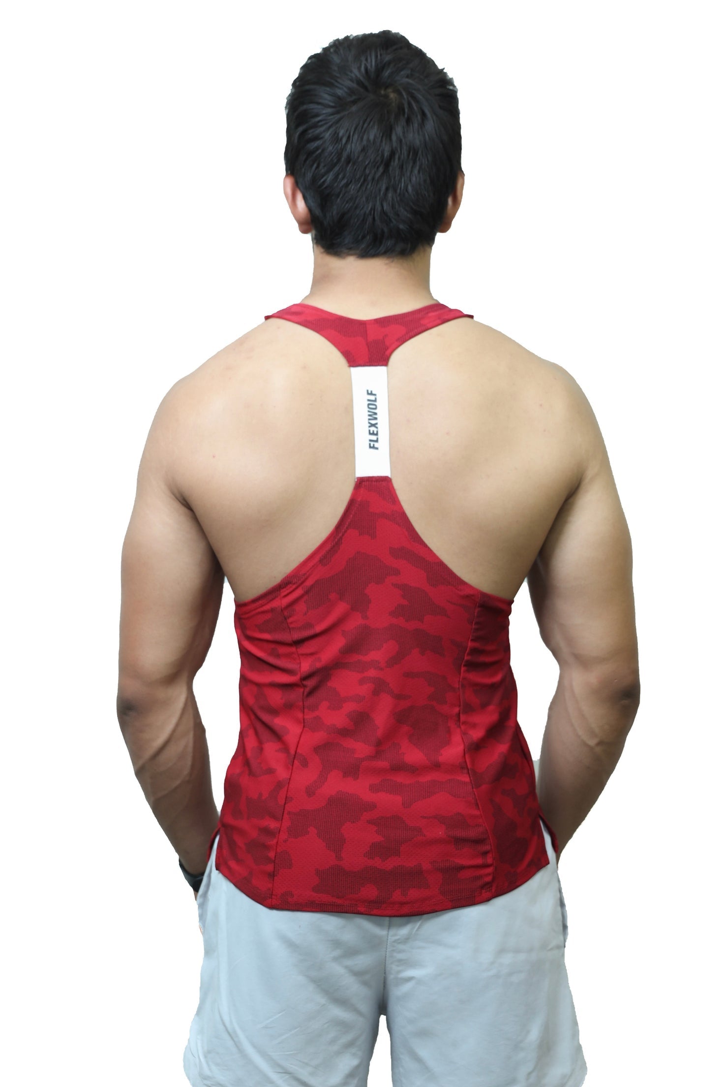 Combo White Evolution Tank, Black Y- Back and Red Y-Back Vest